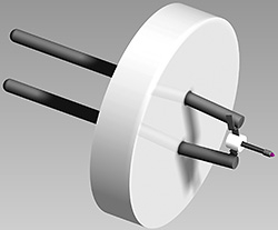 Kimball ES-423E LaB6 Kathode, Zeiss Basis, 90° / Ø 15 µm Spitze, für DSM Serie REM, TEM, LEO TEM und LEO 1450 REM